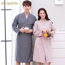 Ночная рубашка с длинным рукавос одежда для сна мужские и женские одинаковые халат японский свободный стиль пижамы кимоно хлопковый банный Халат