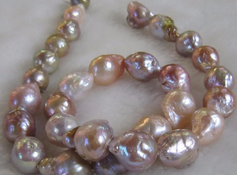 

Wholesale price ^^^Genuine 12-14mm Natural South Sea Baroque Lavender Akoya Pearl Necklace