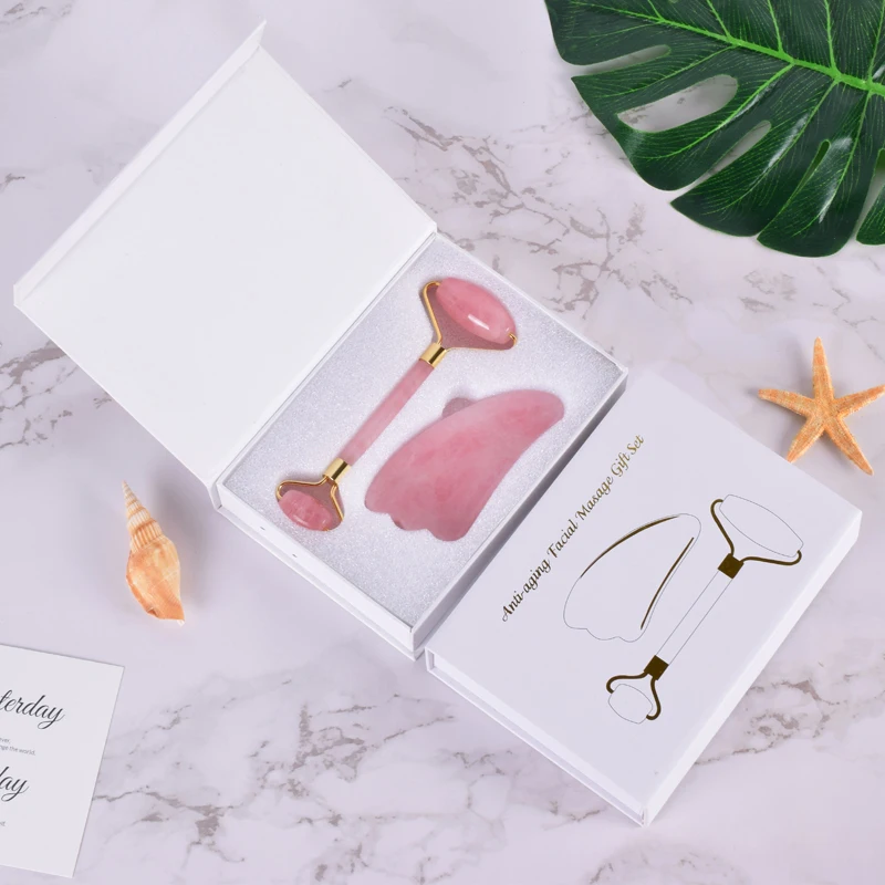 Jade Roller Acupuncture Scraping Tool Set Natural Rose Quartz Face Massage Slimming Anti Wrinkle Cellulite Gua Sha Gift Box Jade Roller Acupuncture Scraping Tool Set Natural Rose Quartz Face Massage Slimming Anti Wrinkle Cellulite Gua Sha Gift Box