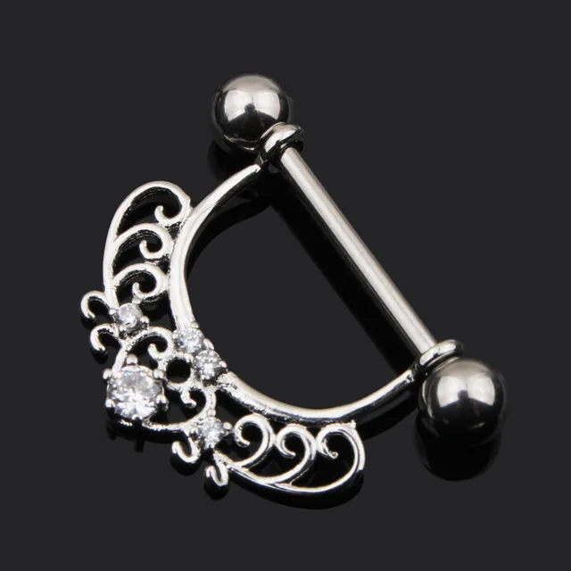 Buy 1 pair of 316l stainless steel nipple ring cubic zircon nipple piercing