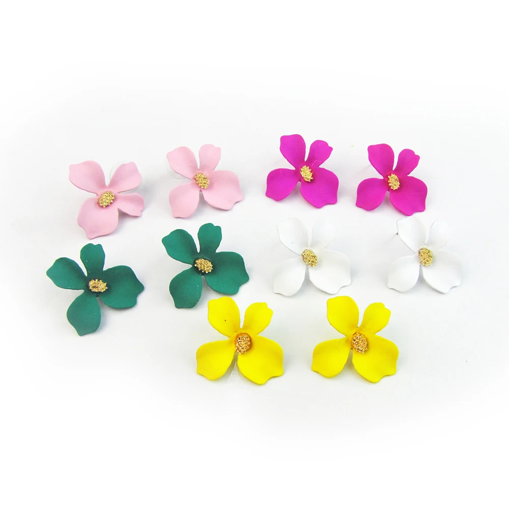 

5 Colors 5 Pairs/Lot Korean Ladies Earrings Flower Earrings for Women Korean Dangler Kids Girls Gifts