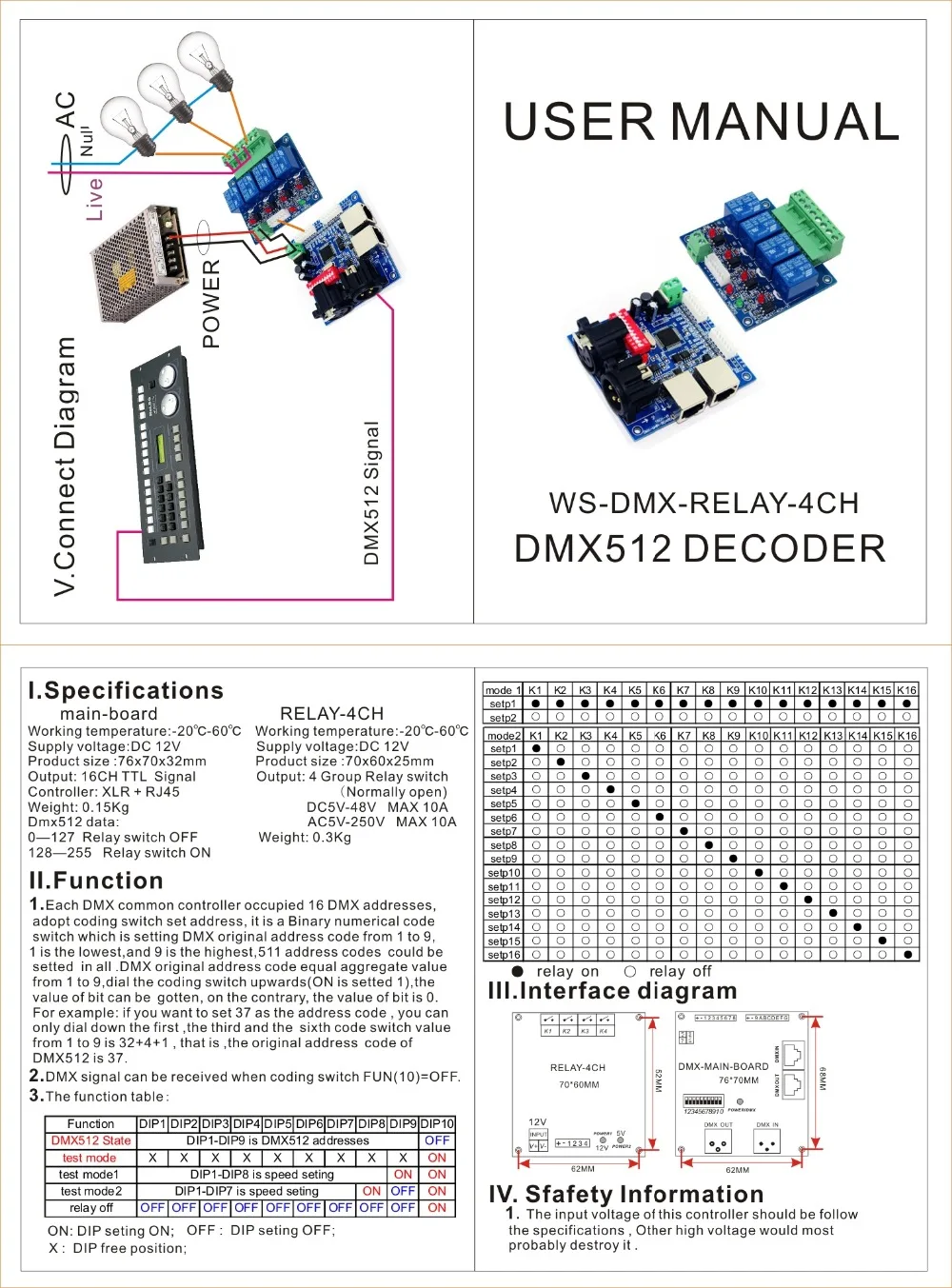 4ch DMX512 реле контроллера 4 канала релейный декодер DC12V вход, есть Главная плата и реле baord