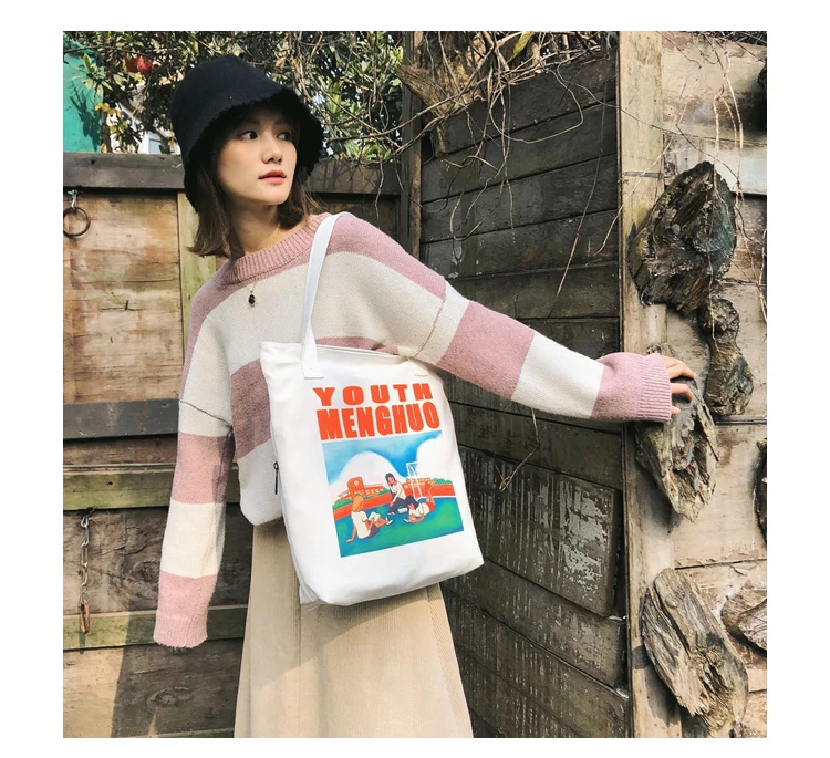 2018 Autumn & Winter Women Canvas Shoulder Bag Printed Ladies Vintage Handbag Totes Female Shopping Bags Beach Bag Women Handbag_29