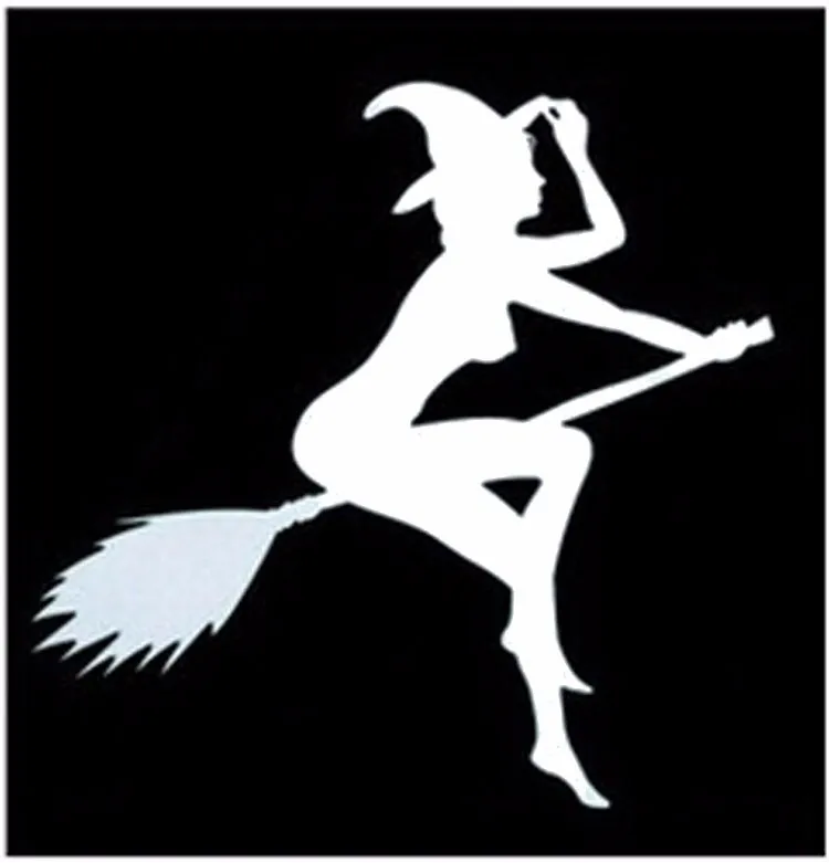 12-11CM-FUNNY-SEXY-WITCH-LADY-GIR-Sexy-Witch-Lady-Car-Stickers-Car-Sticker-Decals-Black