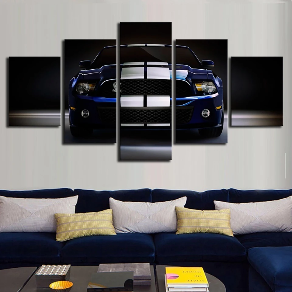 

Hd Prints Painting Modular 5 Pieces Ford Mustang Pictures Canvas Wall Art Home Decoration Modern For Bedside Background Posters
