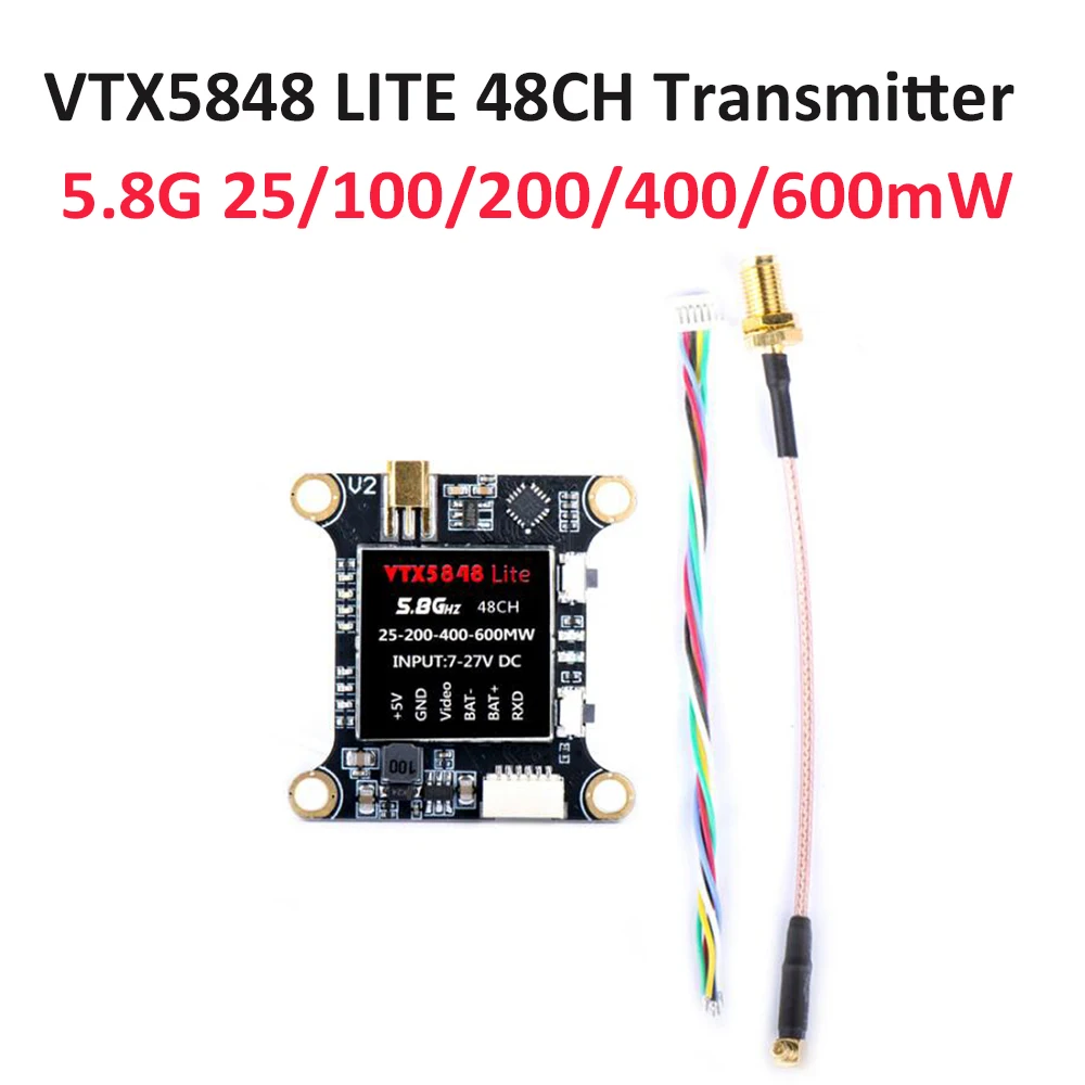 

VTX5848 LITE 48CH 5.8G 25/100/200/400/600mW Switchable VTX Video Transmitter Module OSD Control for FPV RC Drone Quadcopter