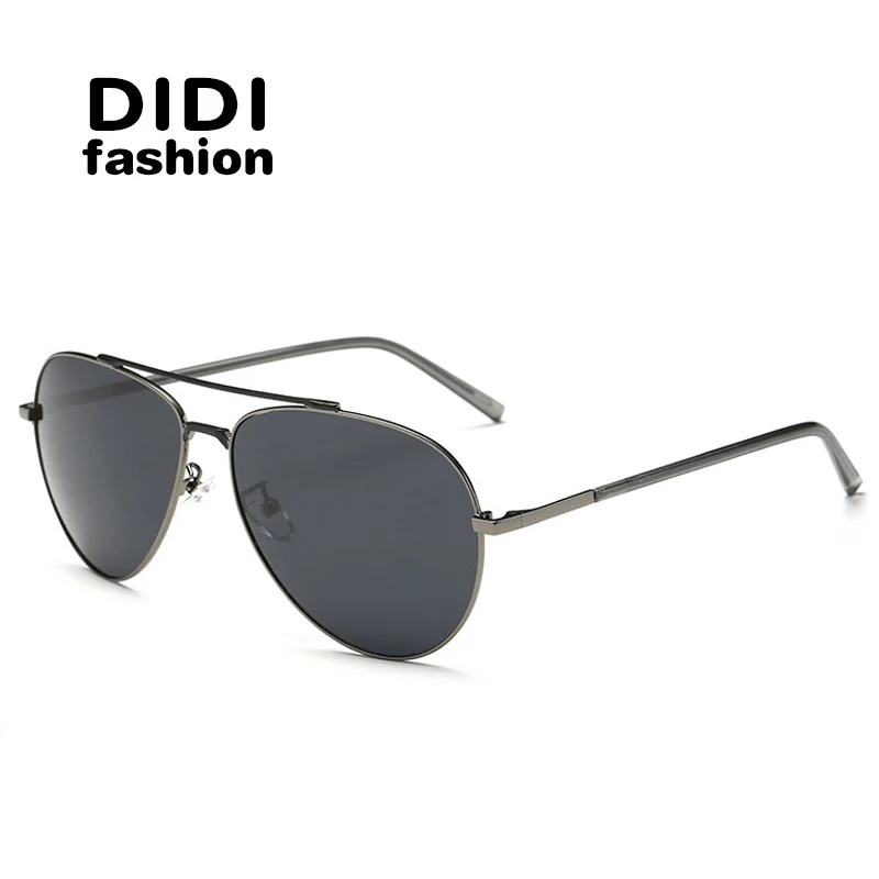 DIDI, большие солнцезащитные очки Polaroid, военная авиация, очки для мужчин и женщин, брендовая оправа из сплава, крутые розовые очки с вогнуто-выпуклыми линзами, Homme U678 - Цвет линз: C1 Gray Black