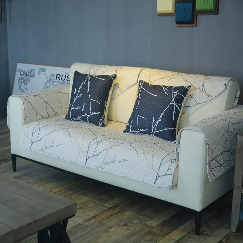 

Gorgeous Solid Color Branch Sofa Cover Non-slip Breathable Universal Living Room Sectional Sofa Towel Home Decoration 1pcs