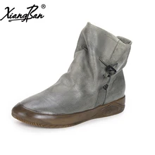 Xiangban Genuine women ankle boots vintage cowhide women shoes low heels soft bottom ladies Martin boots genuine leather