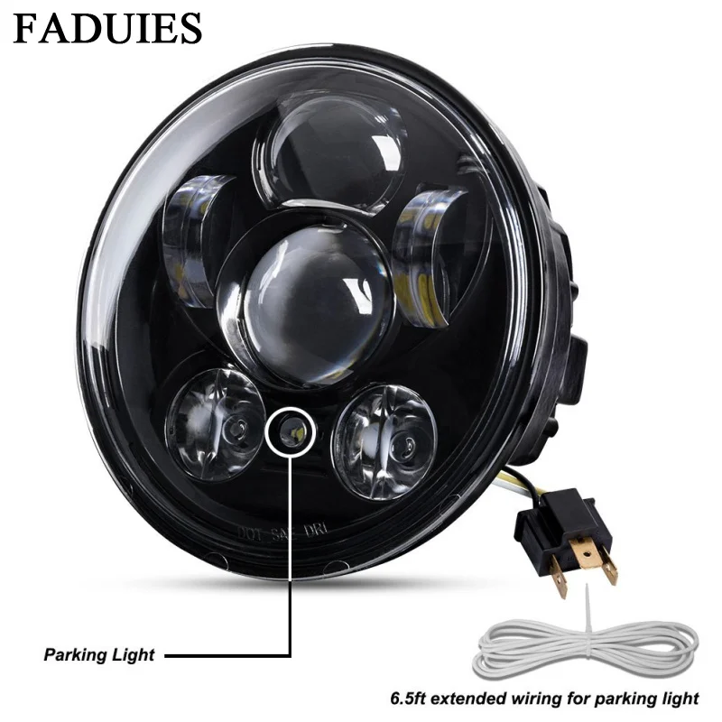 FADUIES хром 5,75 дюймов светодиодный налобный фонарь 5 3/4 дюймов светодиодный налобный фонарь для Harley Iron 883 Dyna Street Bob FXDB Sportsters - Цвет: Черный