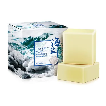 

1pc 100g Sea Salt Soap Handmade Face Wash Soap Pimple Pore Acne Treatment Goat Milk Moisturizing Body Cleaner Removal Skin Care