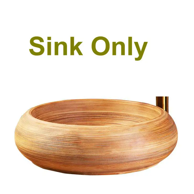 Примитивный стиль Художественный Ручной Работы Матовый круглый столешница Lavobo керамический умывальник раковина для ванной комнаты - Цвет: Sink1 Only