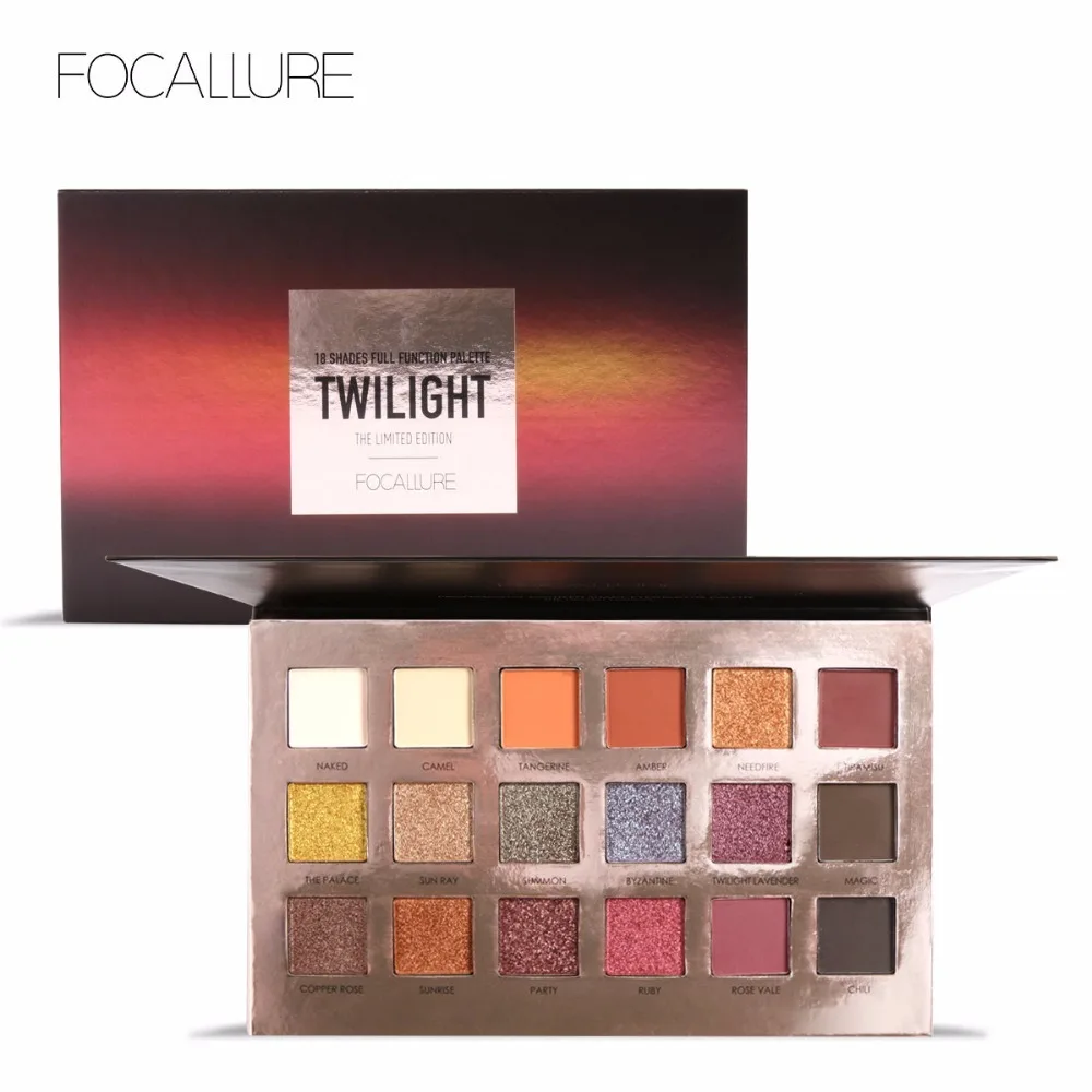 

FOCALLURE Fashion Twilight 18 Colors Glitter Matallic Eyeshadow Palette Matte Shimmer Eye Shadow Makeup Set for Beauty Drop Ship