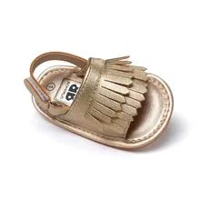 Летние золотистые сандалии для новорожденных кожаные детские мокасины с кисточками Популярные моксы сандалии для маленьких мальчиков и девочек от 0 до 18 месяцев. CX16C