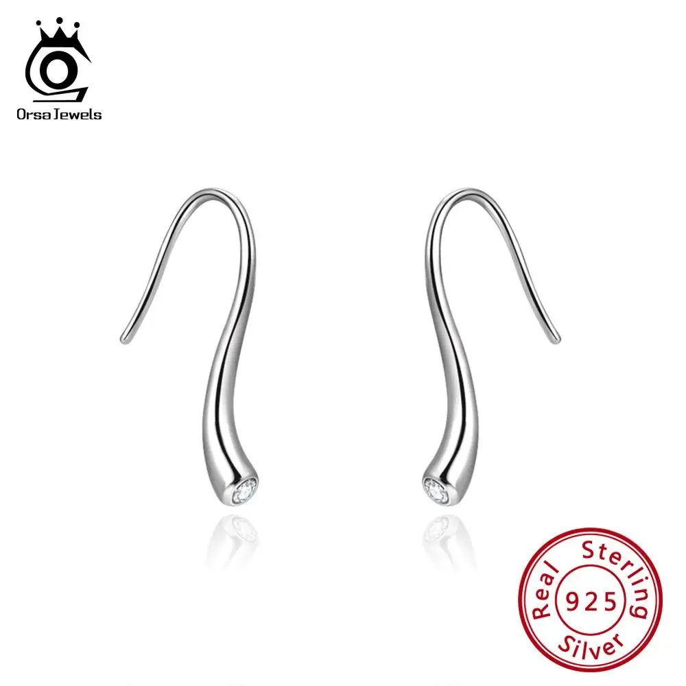 

ORSA JEWELS Real Silver 925 Drop Earrings For Women With AAA Cubic Zircon Dangle Earing Sterling Silver Jewelry Orecchini OSE145