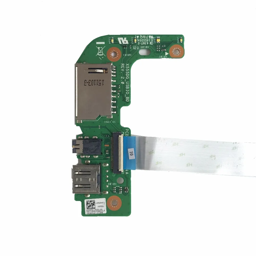 Reboto Original For ASUS X555 X555DG USB IO AUDIO CARD READER BOARD REV:2.0 With Cable MB 100% Tested Fast Ship