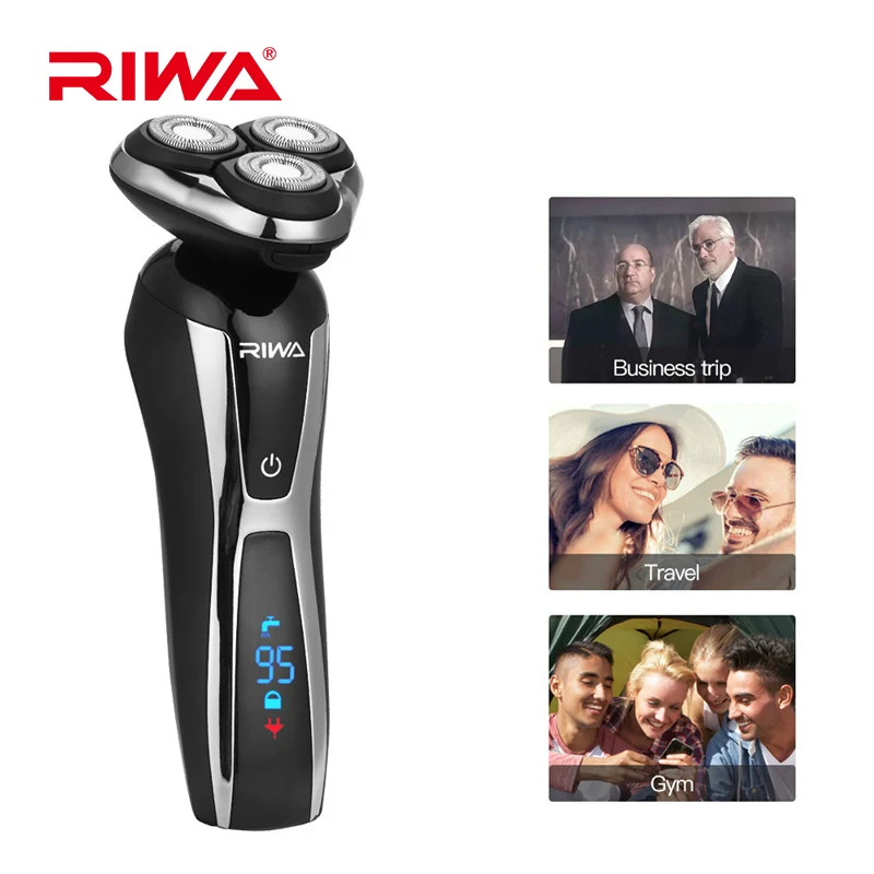 

RIWA 3 in 1 Washable Rechargeable Electric Shaver Triple Blade Electric Nose Trimmer Razor LCD Display Shaver Men Nose Cutter