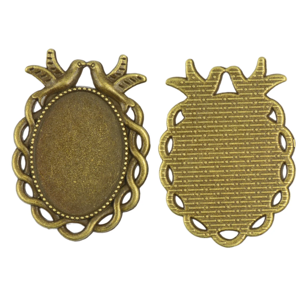 10pcs Victorian Pigeon Antique Bronze Vintage DIY Alloy Tray Pendant Cabochon Bezel Settings Jewelry Findings