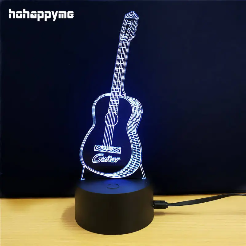 LED Decorations Guitar 7 Colors Changing Desktop Colorful