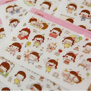 

6Sheets / pack Cute Lovely Momoi Girls Book Diary Stickers Scrapbooking Stationery Sticker E0337