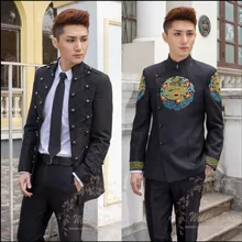 Стенд воротник туника костюм куртка мужской костюм наборы Модератор платье студия для певицы для сцены костюмы суд формальное платье