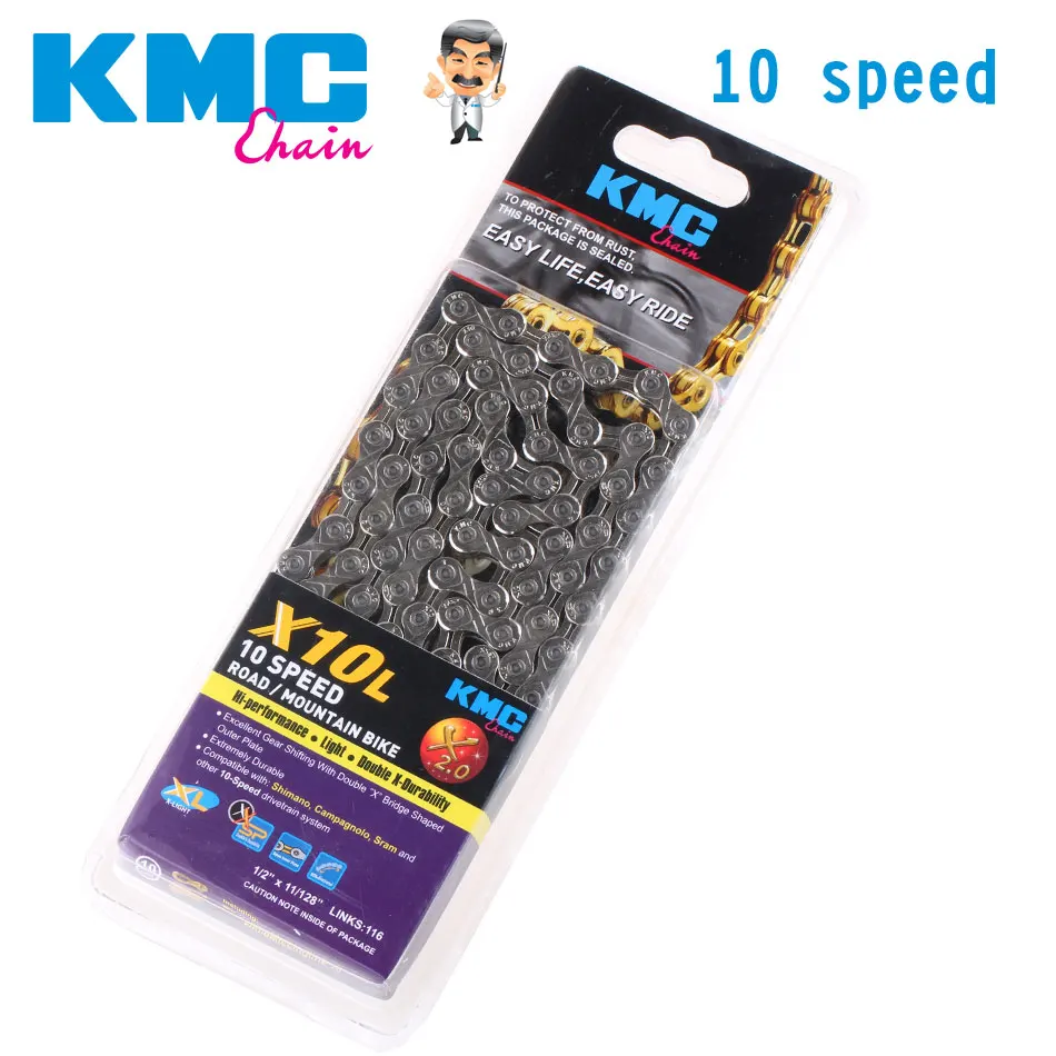 

KMC Bicycle Chain 116L 10 Speed X10L With Original box and Magic Button for MTB Mountain/Road Bike Shimano/SRAM Parts