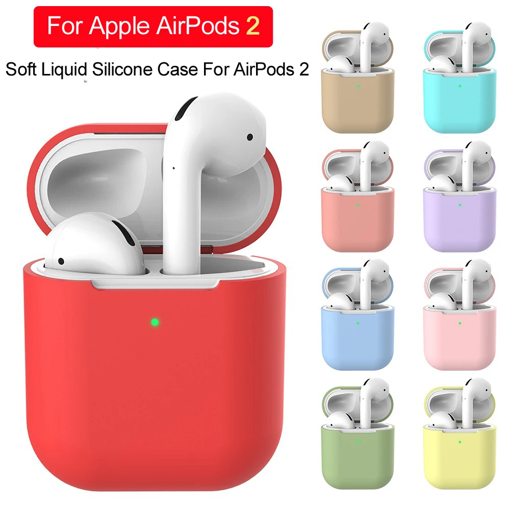 

Earphone Case For Apple AirPods 2 Liquid Silicone Cover Wireless Bluetooth Headphone Air Pods Pouch Protective AirPod Silm Case