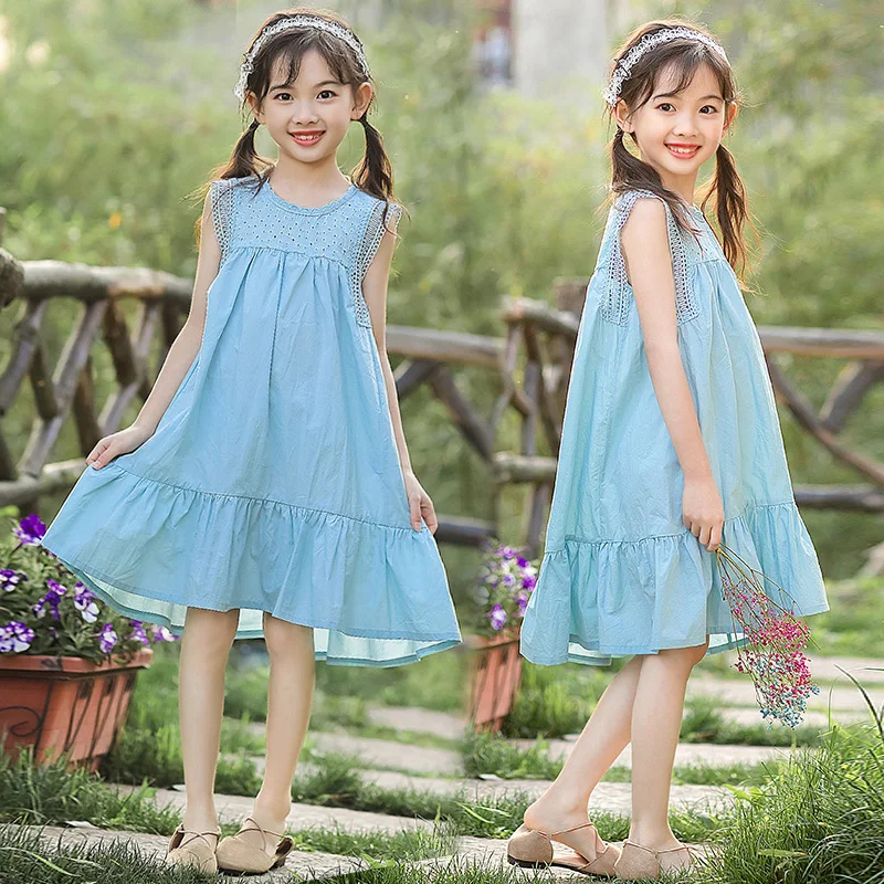 

Casual Cotton Girls Dresses Summer Sleeveless Loose Princess Dresses Holiday Sundresses Cute Baby Kids Clothes Vestidos