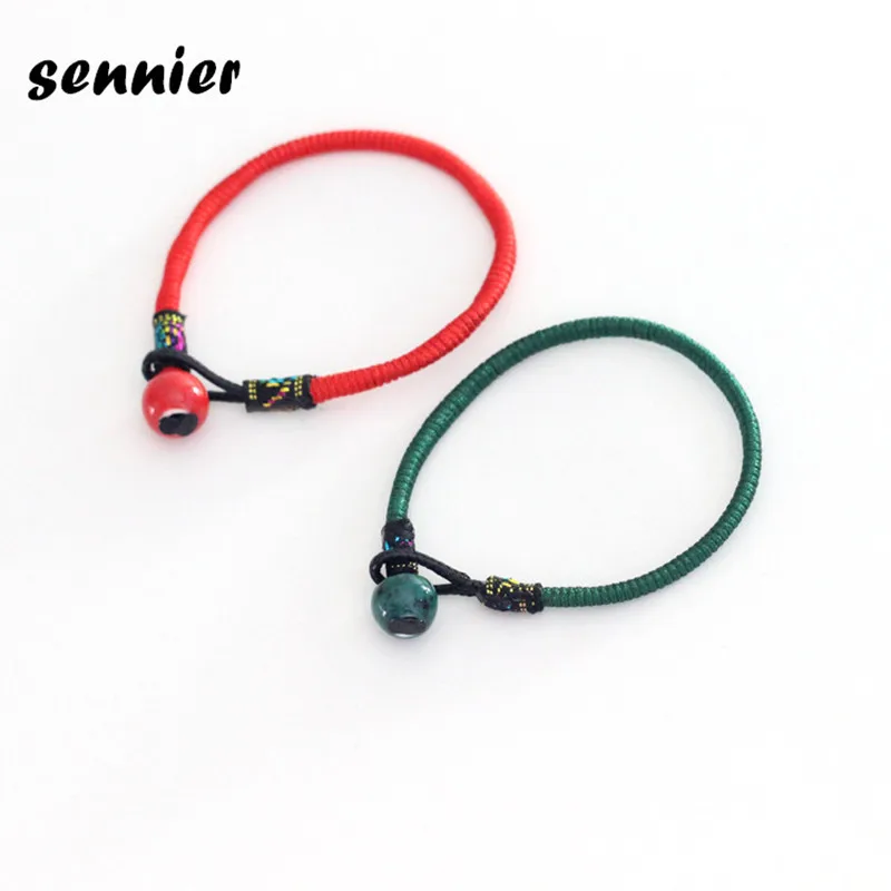 Fashion Red String Bracelet For Women Lucky Jewelry Handmade Ceramic