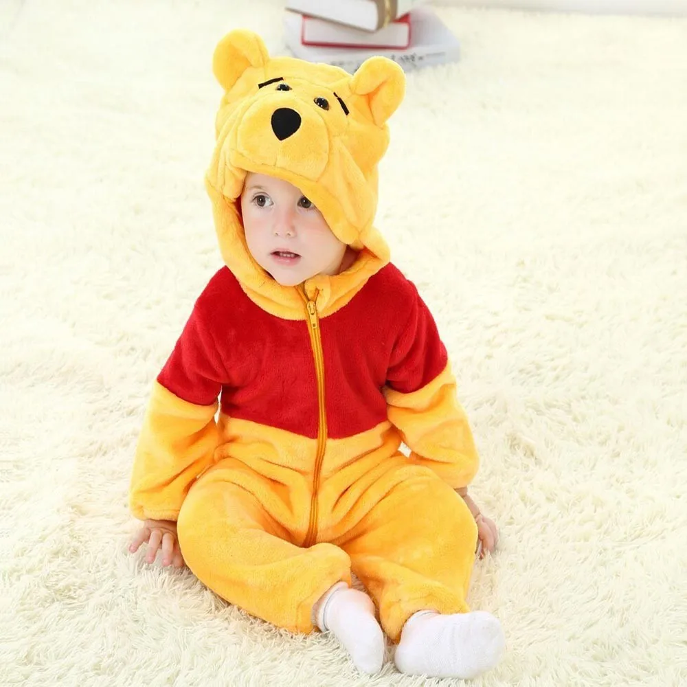 Boy Baby Animal Romper Infant Costume Hooded Flannel Cute Bear Infant