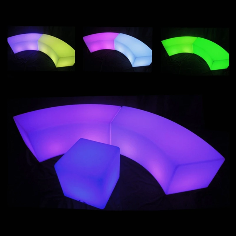 

L120*W43*H43cm LED Bar Chair Stool 16 color changing LED Bar Furniture Waterproof Rechargeable PE RGBW Factory No.SK-LF29