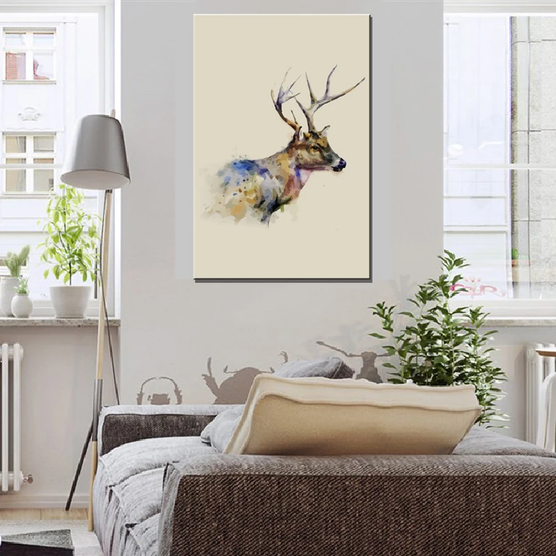 

Large Size 1 Panel Abstract Animal elk Paintings Prints on Canvas Modern Deers Wall art Home Decor Painting