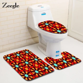 

Zeegle 3pieces Microfiber Bath Mats Bathroom Carpet Set Anti-slip Toilet Rugs Washable Toilet Seat Cover Toilet Seat Cushion Set