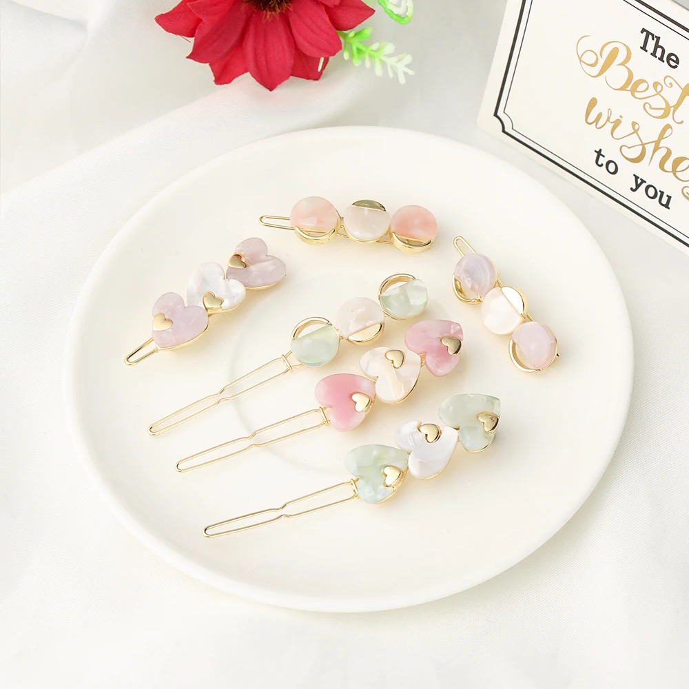 

1Pc Fashion Women Heart Shape Lovely Hairclips High Quality Natural Grain Small Hairpins Women Mini Barrettes Hair AccessoriesPC