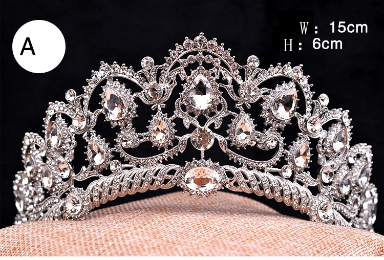 Europeu Do Vintage Joias de Prata Noiva Quinceanera Coroas De Cristal Strass Tiaras Pageant acessorios Do Cabelo Do Casamento Acessórios Para Noivas (4)