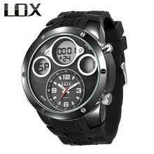 LOX Men Fashion Casual Analog Digital Watch Dual Display Multifunction Quartz Wristwatches Outdoor Fun Clock Montre