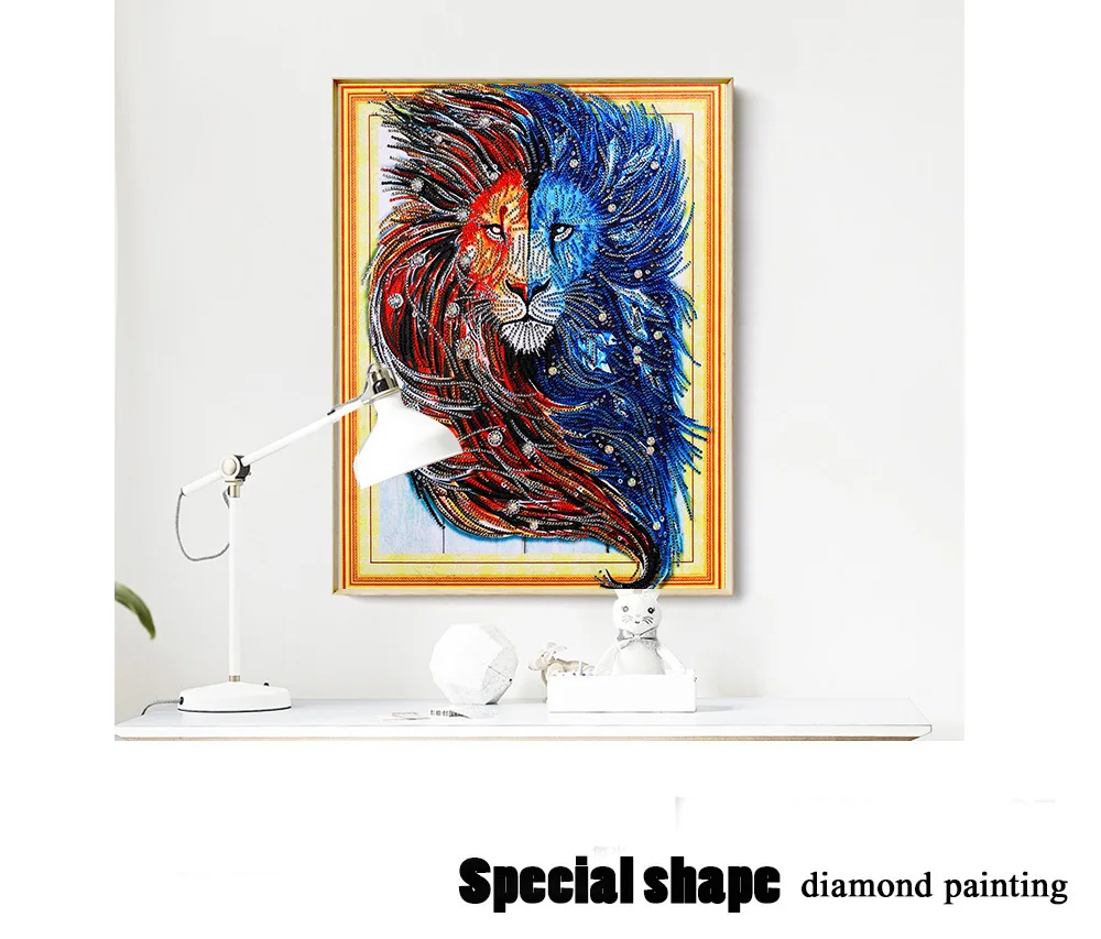 Huacan специальная форма алмазная картина льва 5D DIY Алмазная вышивка животные картина Стразы домашний декор 40x50 см