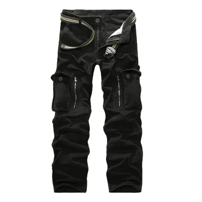 Новые модные мужские повседневные военные брюки карго камуфляжные армейские тактические свободные прямые Длинные Мешковатые уличные камуфляжные брюки больших размеров - Цвет: black