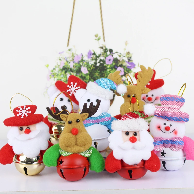 

8PCS/Bag 2017 New Arrival Jingling Bells Santa Claus Elk Patterns Cute Lovely Christmas Tree Ornaments Small Bell Holiday Gifts