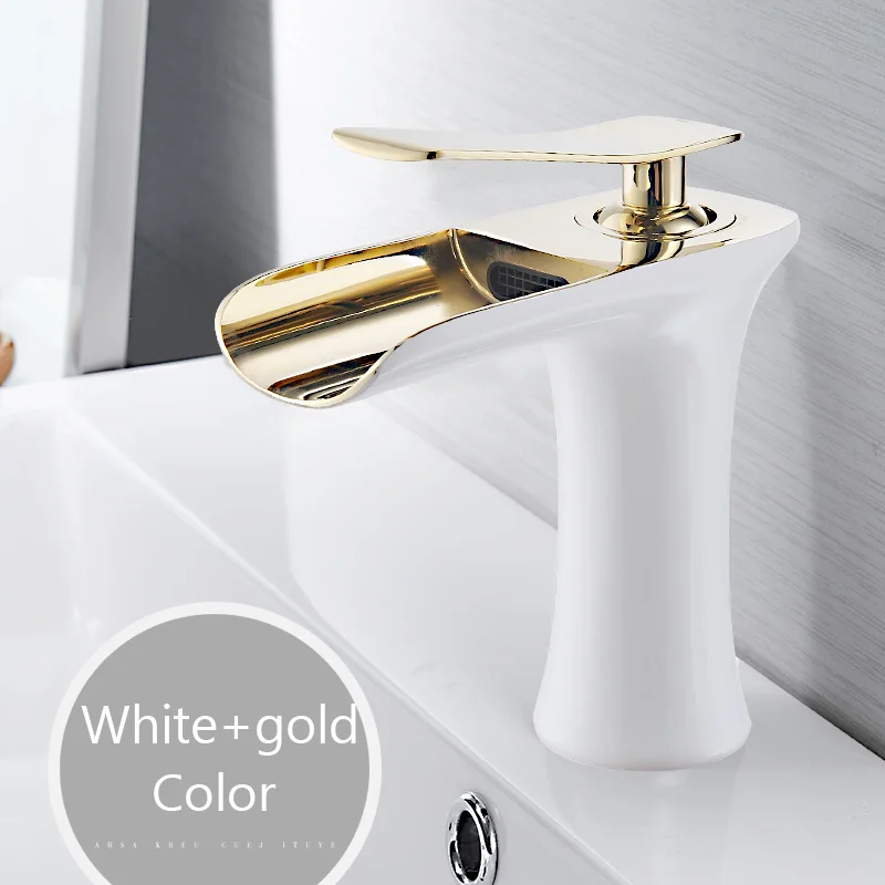 Смеситель для раковины, кран для ванной комнаты с одной ручкой, смеситель для ванны, античный кран, латунный кран для раковины, кран для воды, серебро 6009 - Цвет: White and Golden