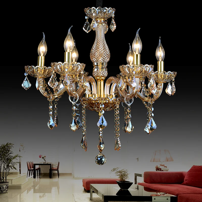 

amber crystal Chandeliers lamp lustres de cristal Modern dining Living Room hotel Indoor light Decoration chandeliers lighting