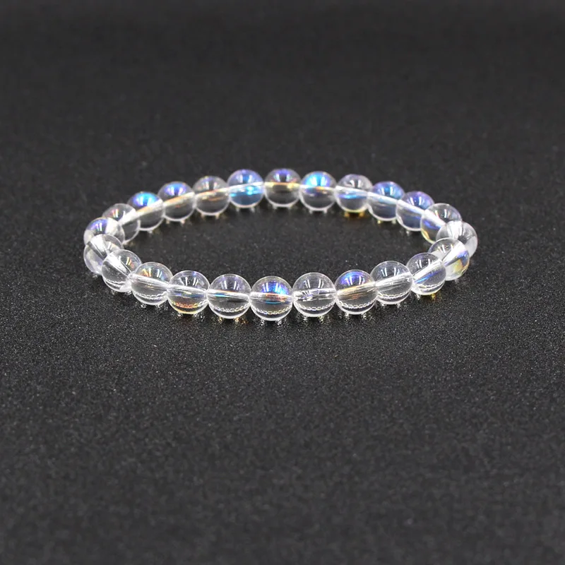 7 Colors 8mm Colourful Transparent Stone Beads Bracelets Gradient