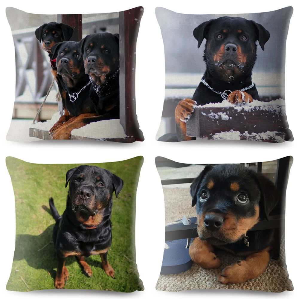 Наволочка для собак из Германии Loyalty Rottweiler 45*45 см льняные Чехлы подушек чехол