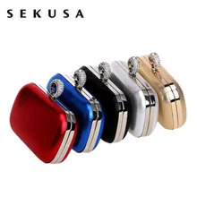 SEKUSA кольцо на палец, бриллианты, Женская вечерняя сумка, простая цепочка, сумки на плечо, смешанные кристаллы, Свадебная вечерняя сумочка-клатч