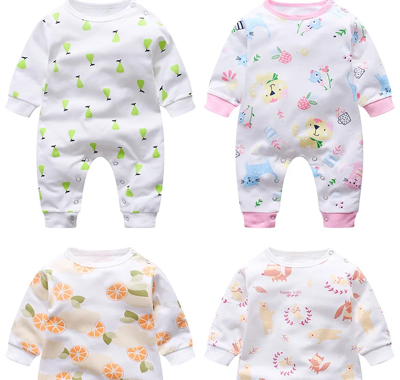 Новые стильные осенние хлопковые детские комбинезоны, модная одежда для новорожденных с принтом, комбинезоны с длинными рукавами, верхняя одежда для маленьких мальчиков и девочек