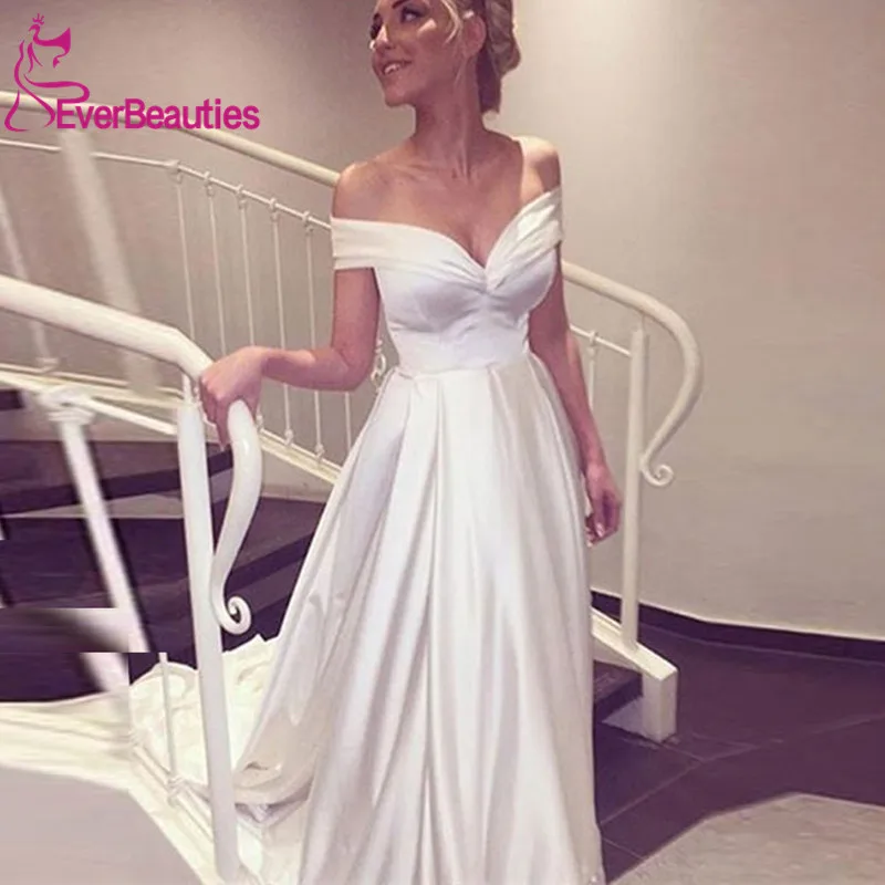 Свадебные платья Robe De Mariee 2020 атласные свадебные с открытыми плечами пляжное