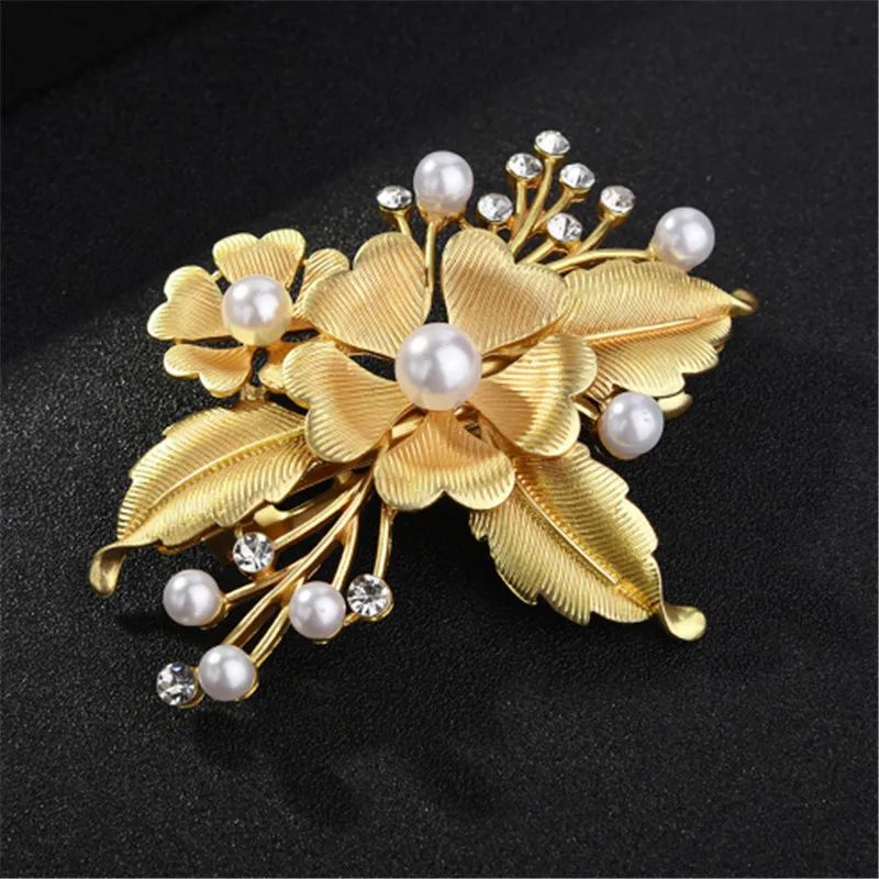 High Quality Gold Color Big Metal Flowers Barrettes Wedding Hair