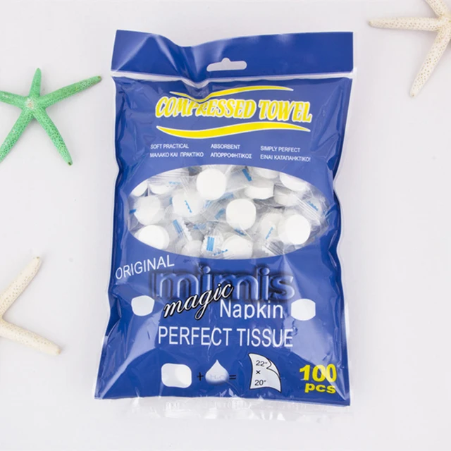 New 100pcs Disposable Compressed Towels Expandable Magic Tissue Easy Carry Outdoor Travel Tool