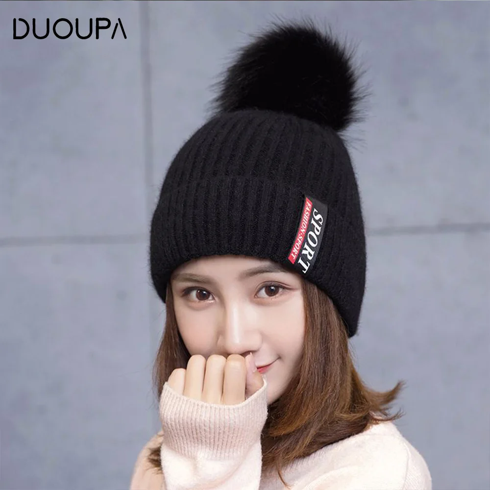 

Autumn and Winter Wool Ball Creative Wool Cap Lady Outdoor Warm Trend Cap Korean Knitted Cap 2018 New Type