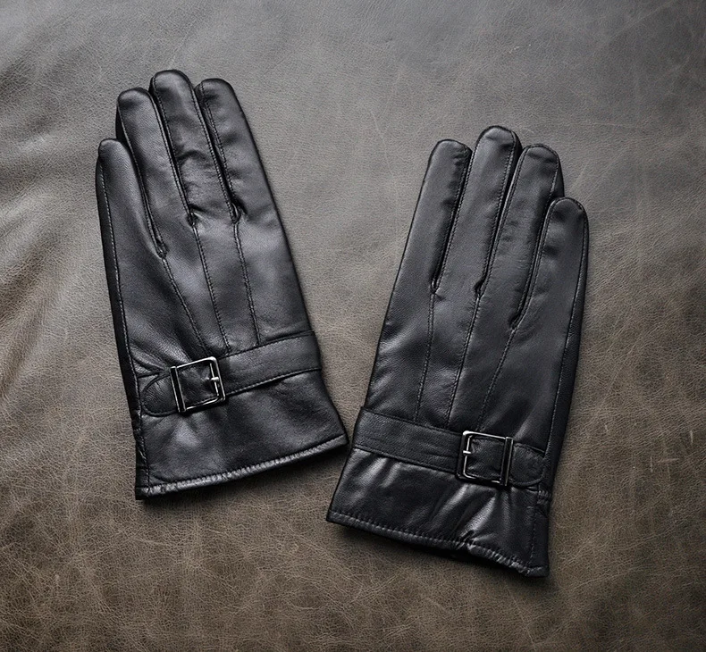 Мужские перчатки из натуральной кожи, зимние перчатки высокого качества из натуральной овечьей кожи, мужские перчатки из натуральной овчины, зимние перчатки KWA554